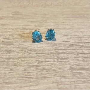 Oval Cut Swiss Blue Topaz Earrings